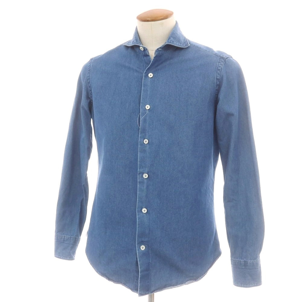 【中古】ジャンネット giannetto コットン カッタウェイ カジュアルシャツ ブルー【 サイズ39 】【 状態ランクC 】【 メンズ 】[PO20]