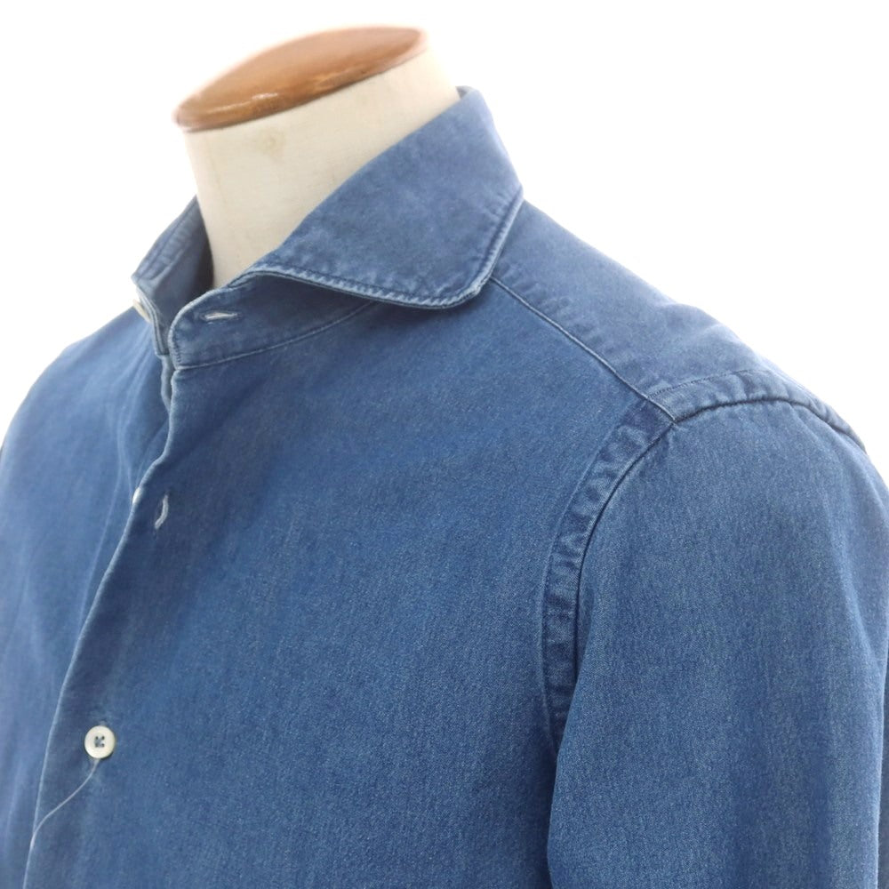 【中古】ジャンネット giannetto コットン カッタウェイ カジュアルシャツ ブルー【 39 】【 状態ランクC 】【 メンズ 】