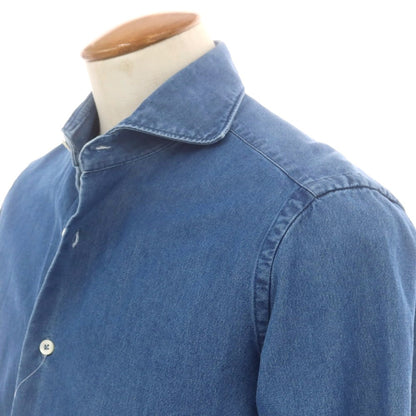 【中古】ジャンネット giannetto コットン カッタウェイ カジュアルシャツ ブルー【 サイズ39 】【 状態ランクC 】【 メンズ 】[PO20]