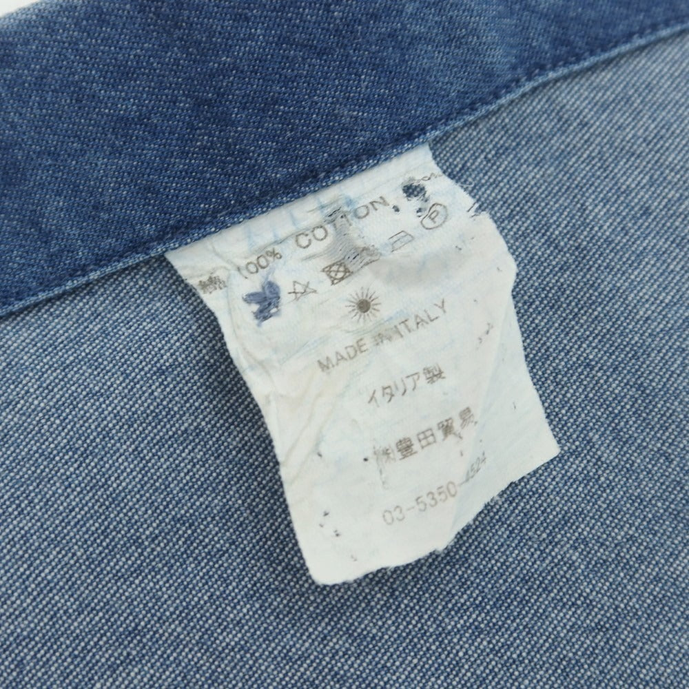 【中古】ジャンネット giannetto コットン カッタウェイ カジュアルシャツ ブルー【 サイズ39 】【 状態ランクC 】【 メンズ 】[PO20]