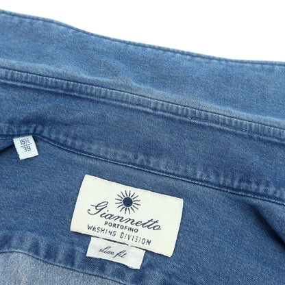 【中古】ジャンネット giannetto コットン カッタウェイ カジュアルシャツ ブルー【 サイズ39 】【 状態ランクC 】【 メンズ 】[PO20]