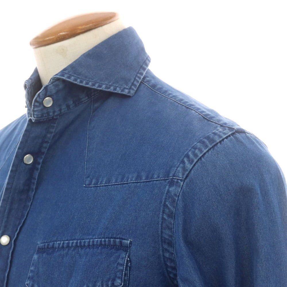 【中古】ギローバー GUY ROVER コットン ホリゾンタルカラー ウエスタンシャツ ネイビーブルー系【 M 】【 状態ランクB 】【 メンズ 】
