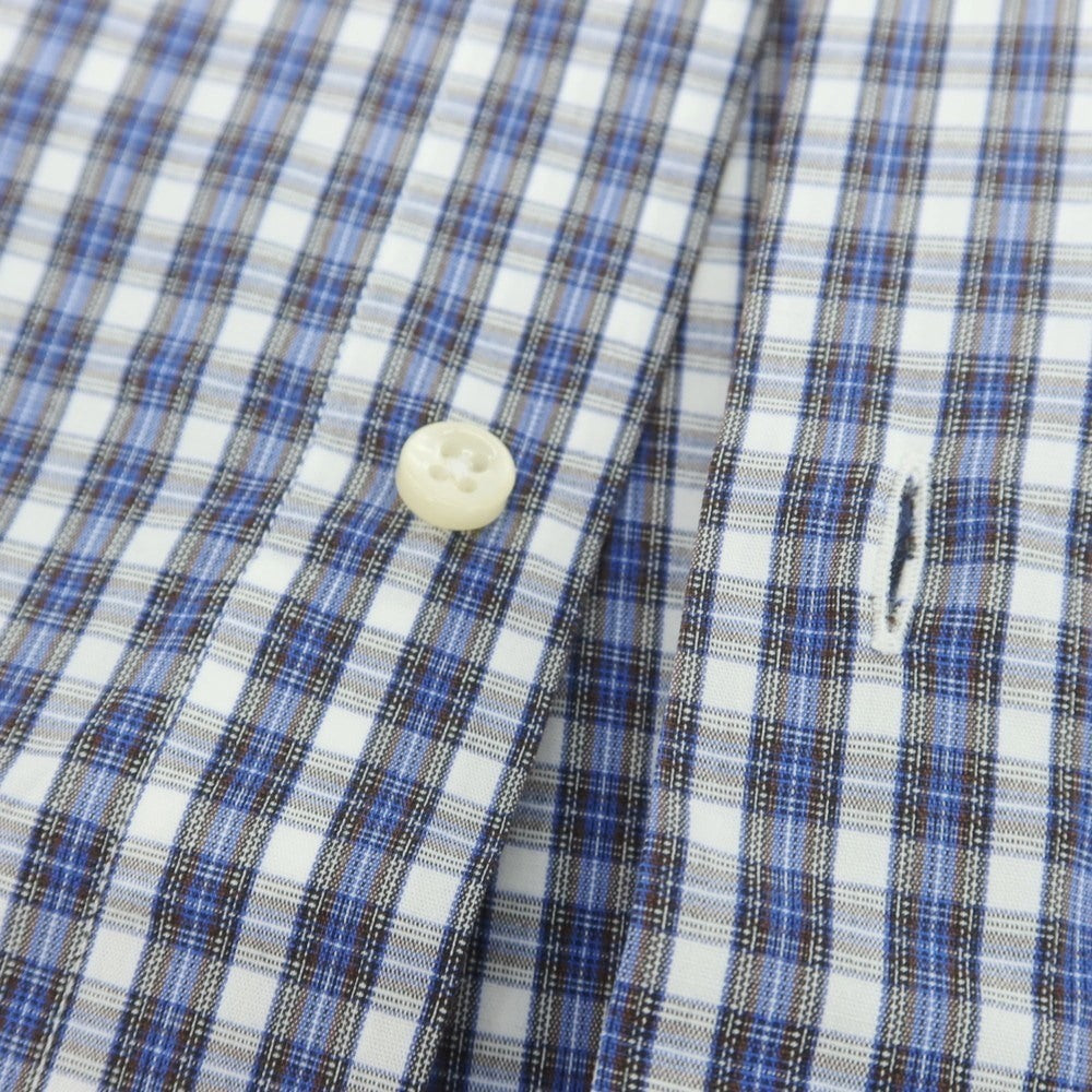 【中古】チット CIT LUXURY コットン チェック カッタウェイ カジュアルシャツ ブルーxホワイト×ブラウン【 サイズ39 】【 状態ランクC 】【 メンズ 】[PO20]