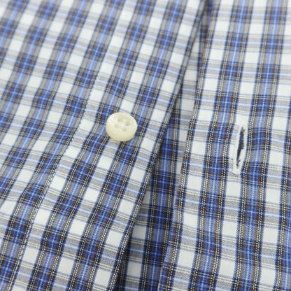 【中古】チット CIT LUXURY コットン チェック カッタウェイ カジュアルシャツ ブルーxホワイト×ブラウン【 サイズ39 】【 状態ランクC 】【 メンズ 】[PO20]