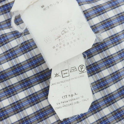 【中古】チット CIT LUXURY コットン チェック カッタウェイ カジュアルシャツ ブルーxホワイト×ブラウン【 サイズ39 】【 状態ランクC 】【 メンズ 】[PO20]