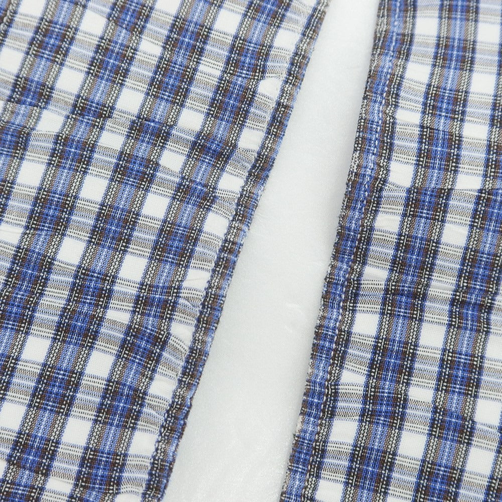 【中古】チット CIT LUXURY コットン チェック カッタウェイ カジュアルシャツ ブルーxホワイト×ブラウン【 サイズ39 】【 状態ランクC 】【 メンズ 】[PO20]