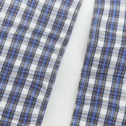 【中古】チット CIT LUXURY コットン チェック カッタウェイ カジュアルシャツ ブルーxホワイト×ブラウン【 サイズ39 】【 状態ランクC 】【 メンズ 】[PO20]