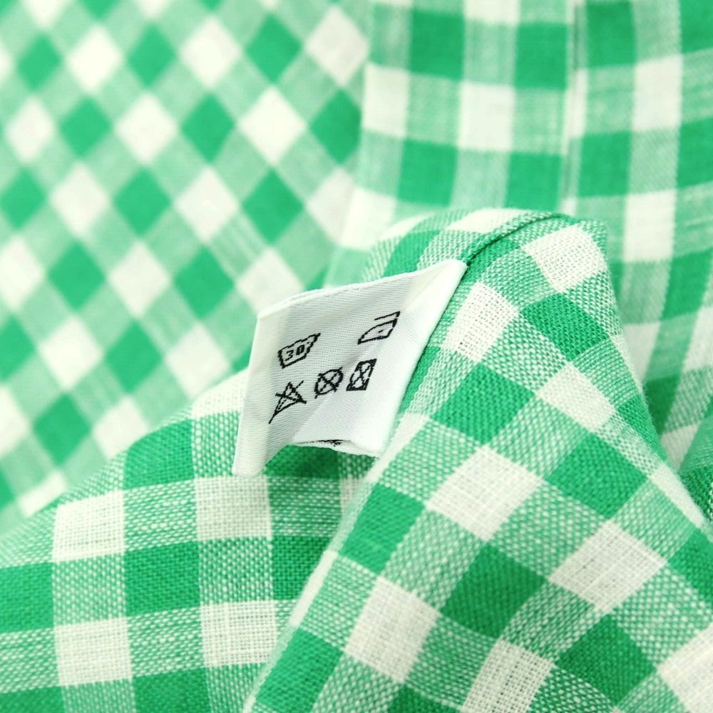 【中古】アレッサンドロ ゲラルディ ALESSANDRO GHERARDI リネン ギンガムチェック ワイドカラー カジュアルシャツ グリーンxホワイト【サイズ39】【 状態ランクB 】【 メンズ 】