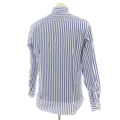 【中古】マリアサンタンジェロ Maria Santangelo guji別注 コットン系 ストライプ セミワイドカラー ドレスシャツ ネイビーxホワイト【 39 】【 状態ランクB 】【 メンズ 】