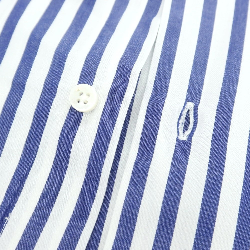 【中古】マリアサンタンジェロ Maria Santangelo guji別注 コットン系 ストライプ セミワイドカラー ドレスシャツ ネイビーxホワイト【 39 】【 状態ランクB 】【 メンズ 】
