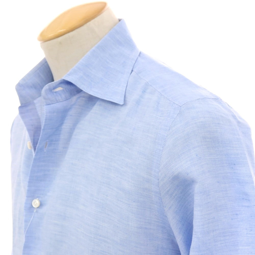 【中古】マリアサンタンジェロ Maria Santangelo コットンリネン系 ワイドカラー カジュアルシャツ ブルー【サイズ38】【 状態ランクB 】【 メンズ 】