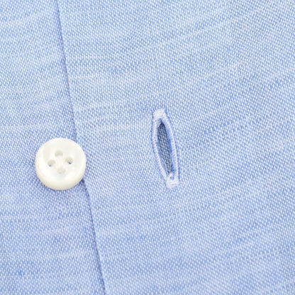 【中古】マリアサンタンジェロ Maria Santangelo コットンリネン系 ワイドカラー カジュアルシャツ ブルー【サイズ38】【 状態ランクB 】【 メンズ 】