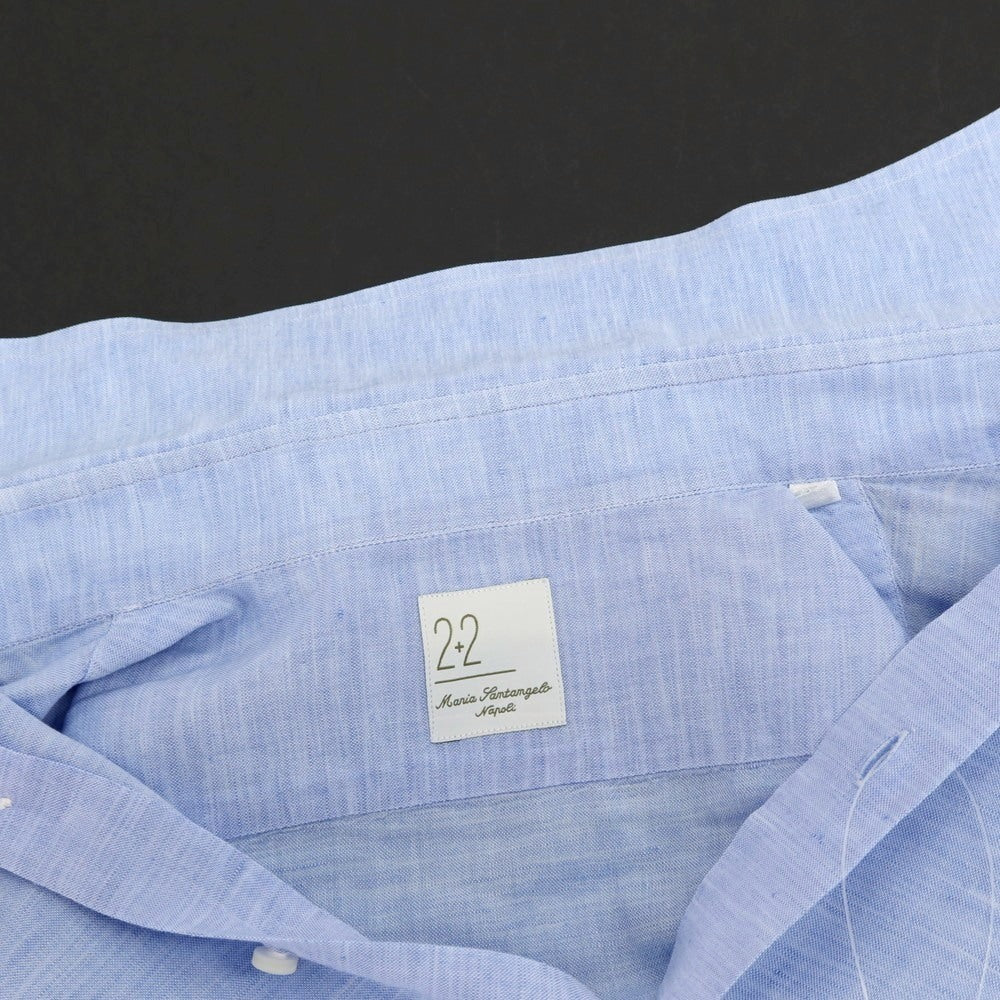 【中古】マリアサンタンジェロ Maria Santangelo コットンリネン系 ワイドカラー カジュアルシャツ ブルー【サイズ38】【 状態ランクB 】【 メンズ 】