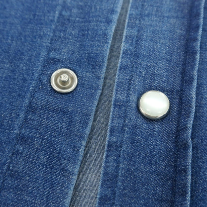 【中古】ギローバー GUY ROVER ストレッチコットン ホリゾンタルカラー ウエスタンシャツ ネイビーブルー系【 サイズM 】【 状態ランクC 】【 メンズ 】[PO20]