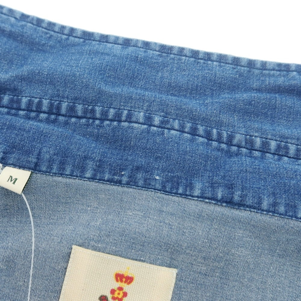 【中古】ギローバー GUY ROVER ストレッチコットン ホリゾンタルカラー ウエスタンシャツ ネイビーブルー系【 サイズM 】【 状態ランクC 】【 メンズ 】[PO20]