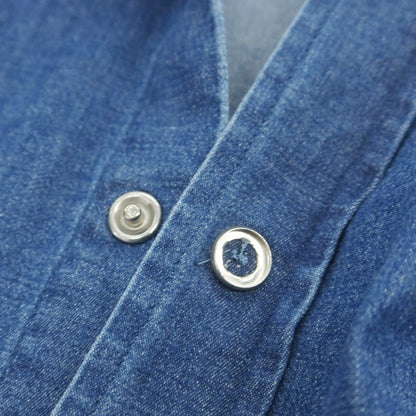 【中古】ギローバー GUY ROVER ストレッチコットン ホリゾンタルカラー ウエスタンシャツ ネイビーブルー系【 サイズM 】【 状態ランクC 】【 メンズ 】[PO20]