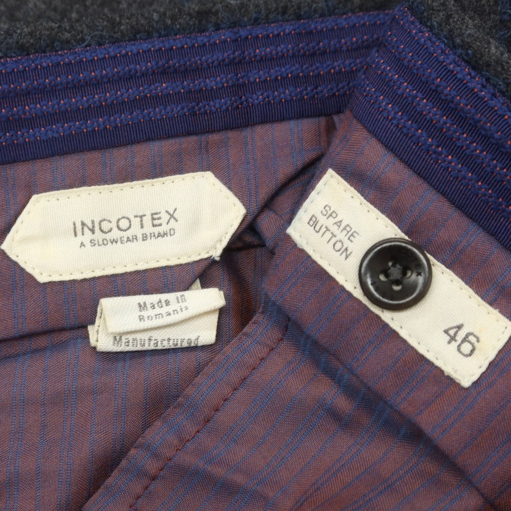 【中古】インコテックス INCOTEX ウール ドレススラックスパンツ グレーxネイビー【 46 】【 状態ランクB 】【 メンズ 】