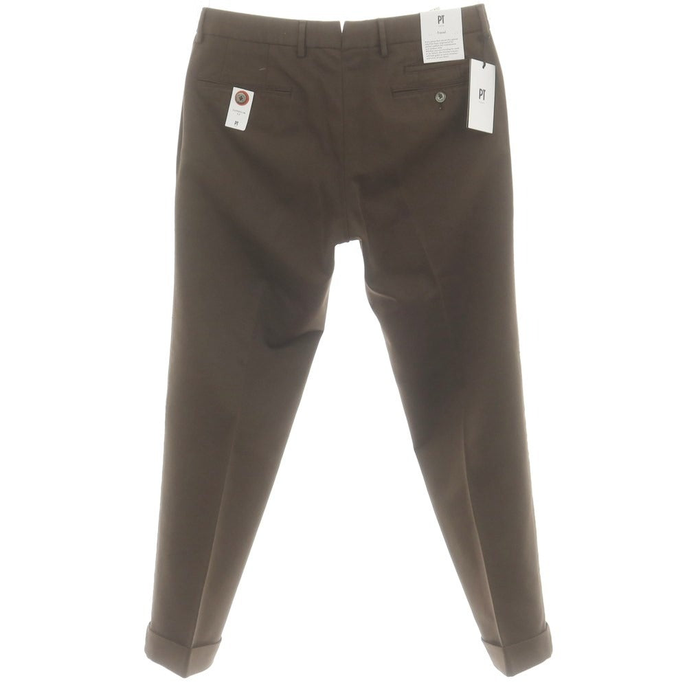 【中古】【未使用】ピーティートリノ PT TORINO コットンポリエステル カジュアルスラックスパンツ カーキブラウン【 46 】【 状態ランクS 】【 メンズ 】