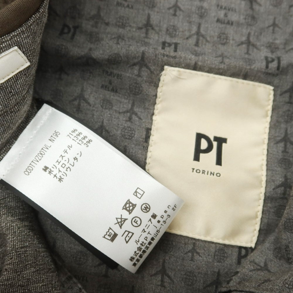 【中古】【未使用】ピーティートリノ PT TORINO コットンポリエステル カジュアルスラックスパンツ カーキブラウン【 46 】【 状態ランクS 】【 メンズ 】