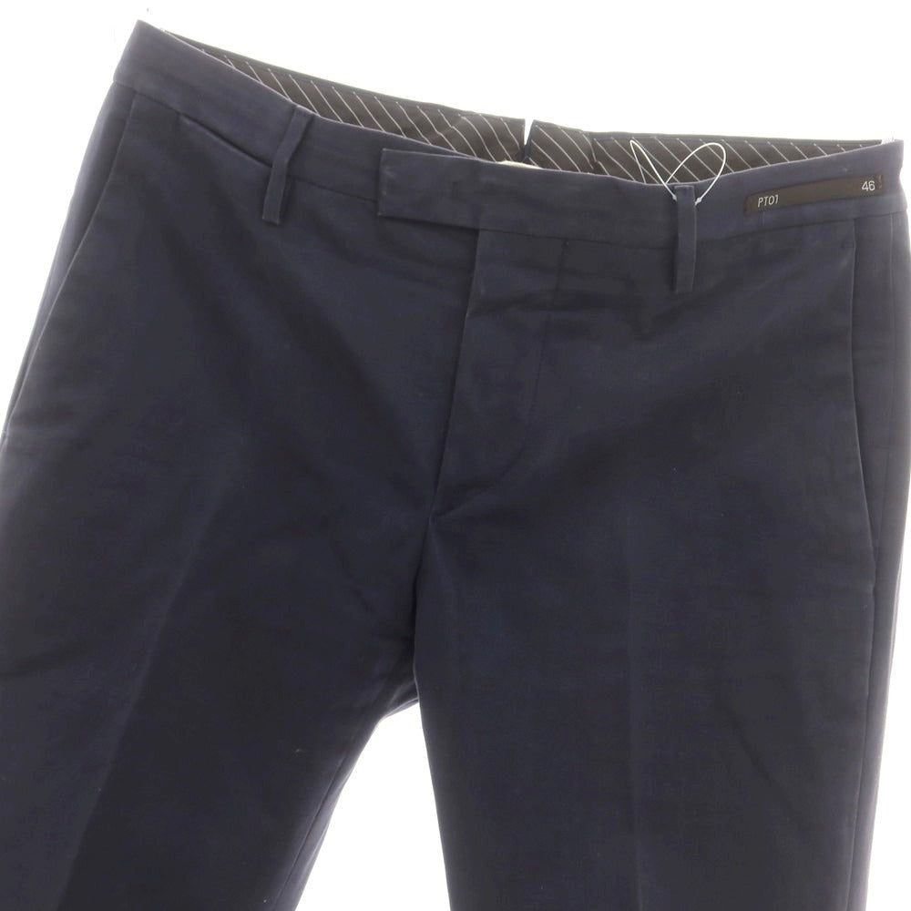 【中古】ピーティーゼロウーノ PT01 Skinny fit ストレッチコットン カジュアルスラックスパンツ ネイビー【 46 】【 状態ランクC 】【 メンズ 】