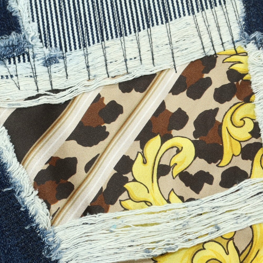 【中古】ジュンヤワタナベ マン JUNYA WATANABE MAN 2025年春夏 シルクスカーフ パッチワーク デニムパンツ ジーンズ ネイビー【 XS 】【 状態ランクA 】【 メンズ 】