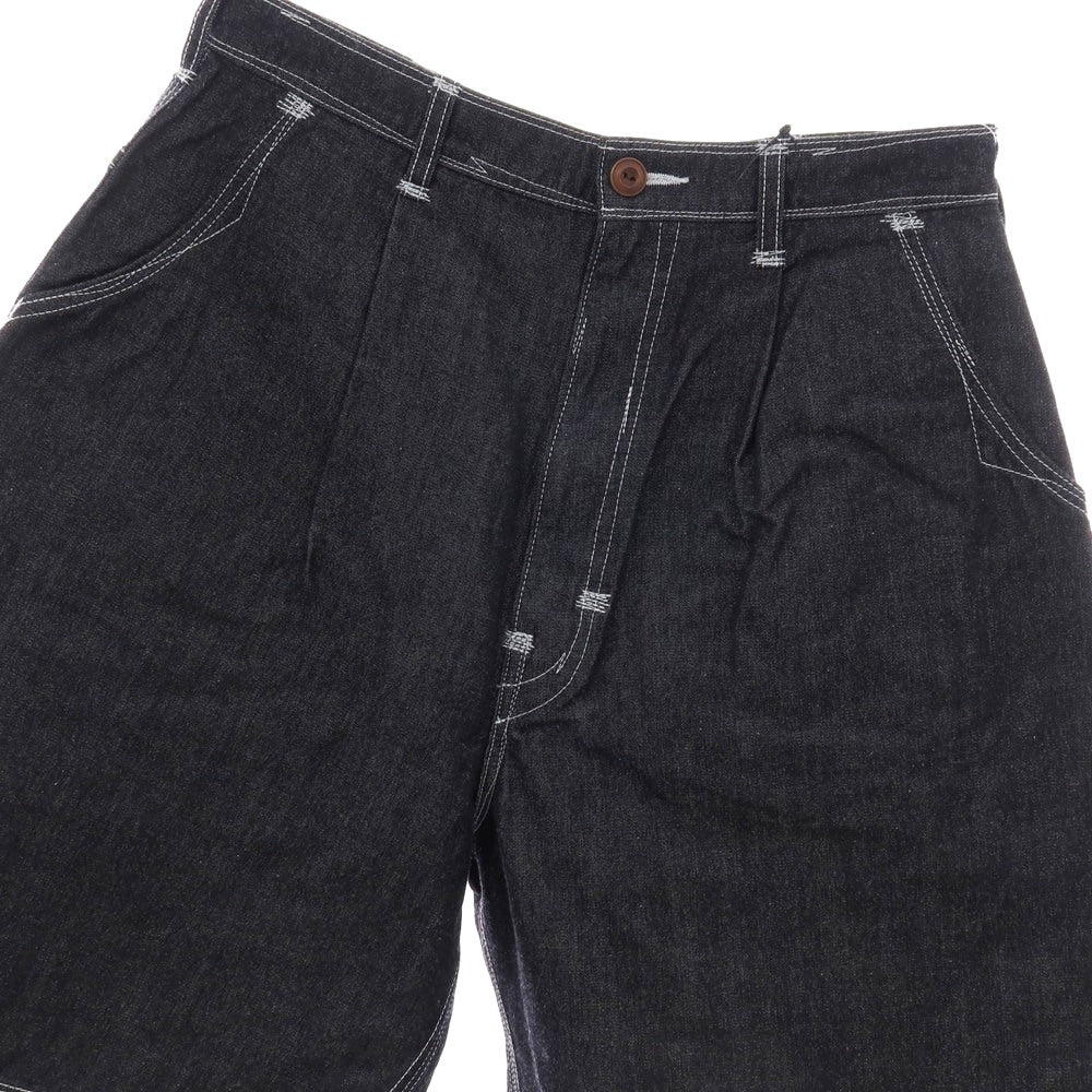 【中古】ジュンヤワタナベ マン JUNYA WATANABE MAN 2025年春夏 ナイロンコットン デニム ショートパンツ ブラックネイビー系【サイズXS】【 状態ランクA 】【 メンズ 】