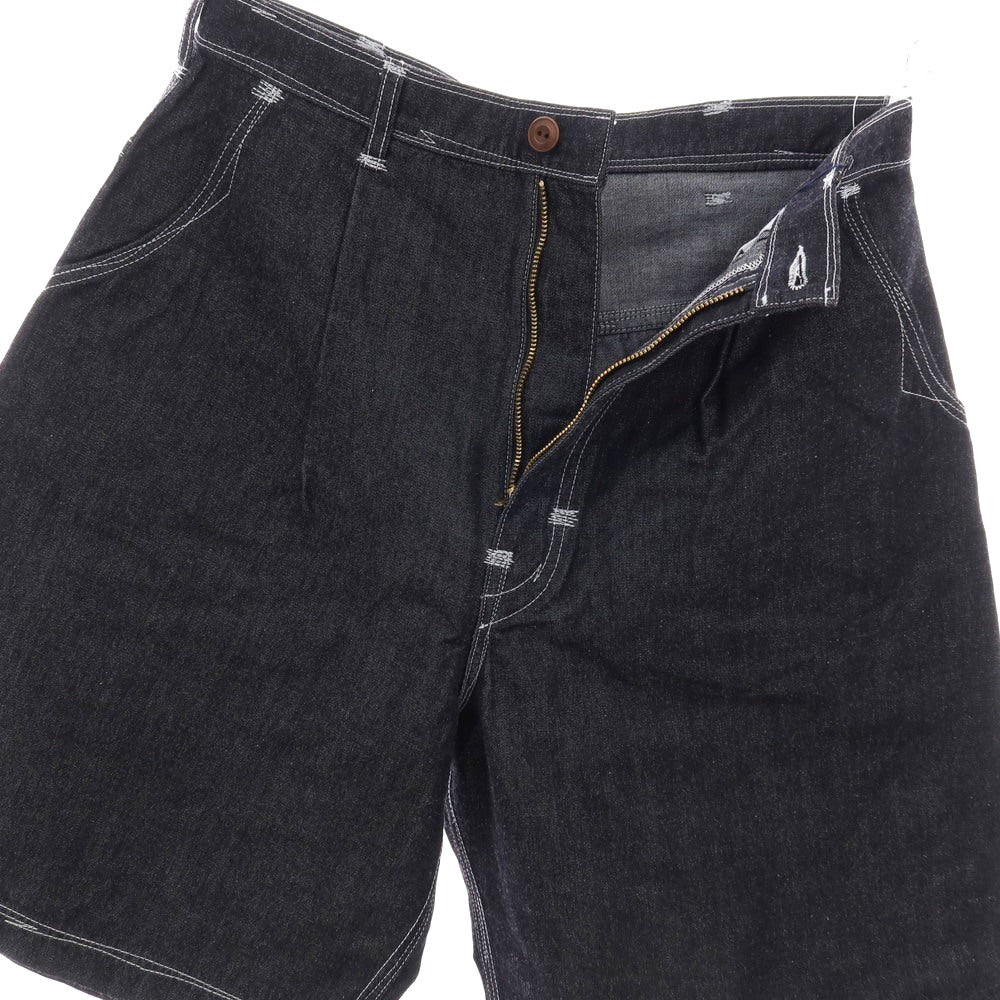 【中古】ジュンヤワタナベ マン JUNYA WATANABE MAN 2025年春夏 ナイロンコットン デニム ショートパンツ ブラックネイビー系【 XS 】【 状態ランクA 】【 メンズ 】[APD]