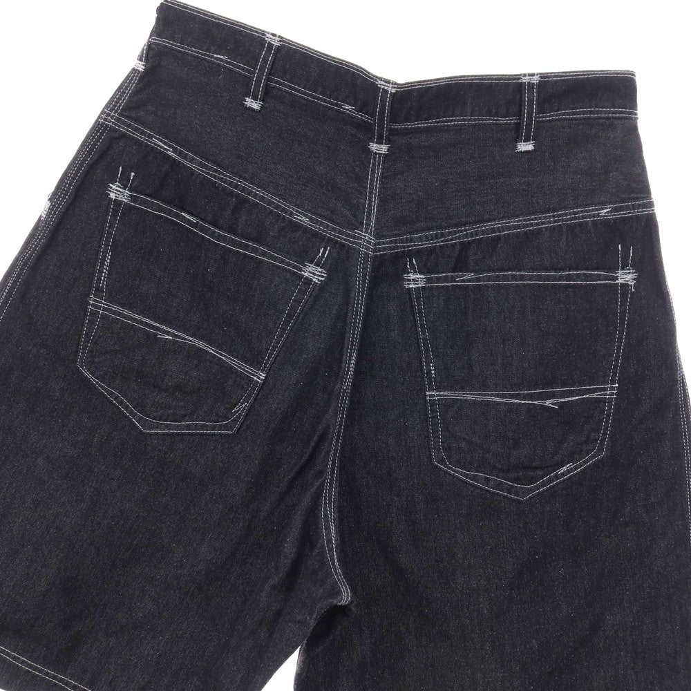 【中古】ジュンヤワタナベ マン JUNYA WATANABE MAN 2025年春夏 ナイロンコットン デニム ショートパンツ ブラックネイビー系【 XS 】【 状態ランクA 】【 メンズ 】[APD]