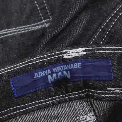 【中古】ジュンヤワタナベ マン JUNYA WATANABE MAN 2025年春夏 ナイロンコットン デニム ショートパンツ ブラックネイビー系【 XS 】【 状態ランクA 】【 メンズ 】[APD]