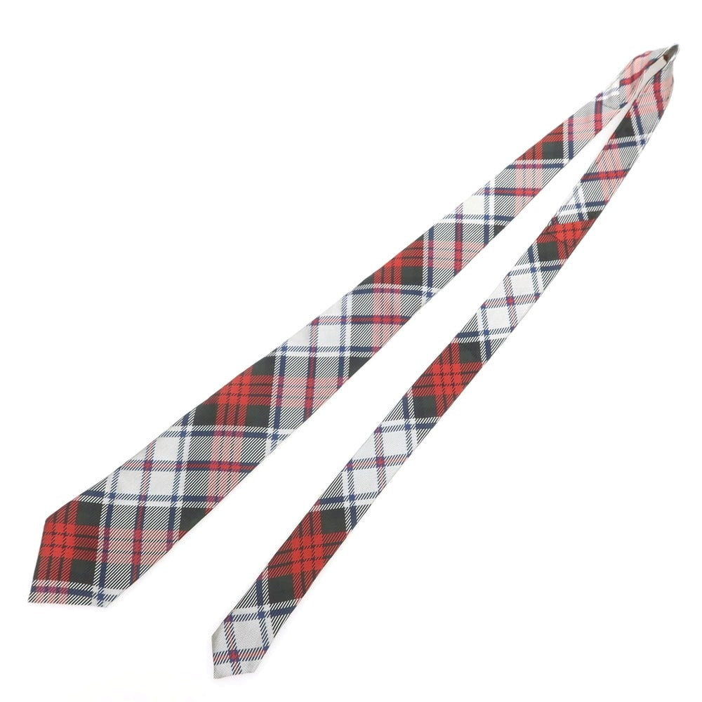 【中古】【未使用】コムデギャルソン オムドゥ COMME des GARCONS HOMME DEUX 2025年春夏 シルク チェック チェック柄ネクタイ レッドxホワイト【 状態ランクS 】【 メンズ 】