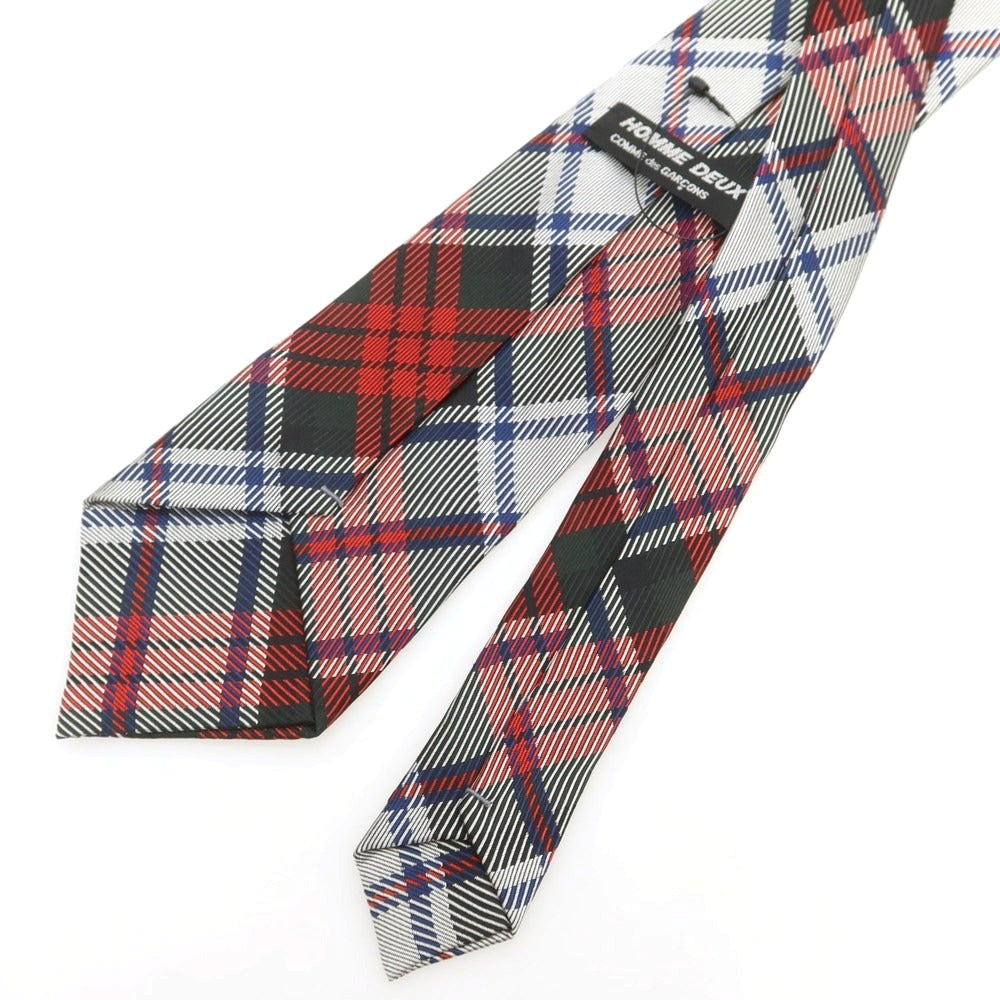 【中古】【未使用】コムデギャルソン オムドゥ COMME des GARCONS HOMME DEUX 2025年春夏 シルク チェック チェック柄ネクタイ レッドxホワイト【 状態ランクS 】【 メンズ 】