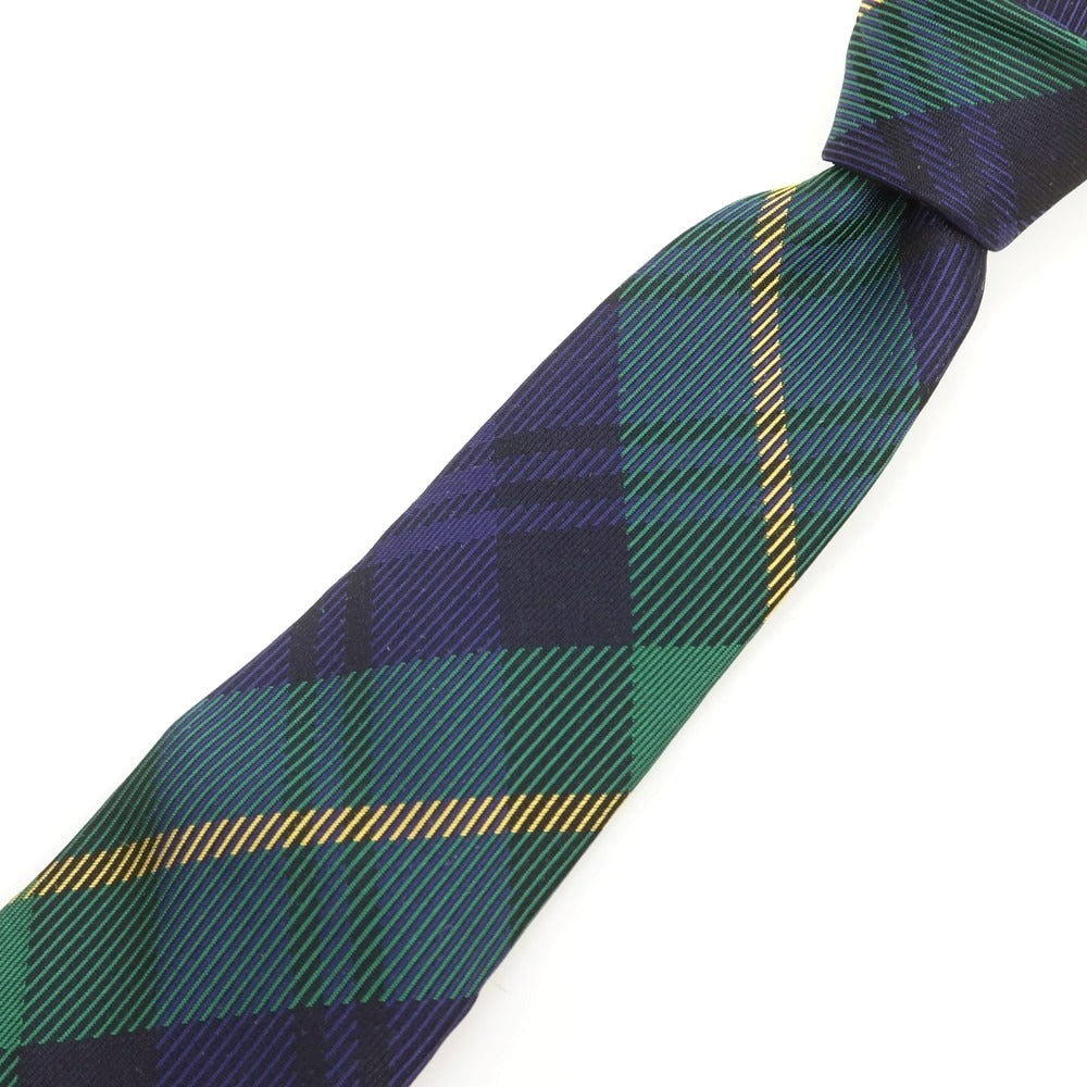【中古】【未使用】コムデギャルソン オムドゥ COMME des GARCONS HOMME DEUX 2025年春夏 シルク チェック チェック柄ネクタイ グリーンxパープル【 状態ランクS 】【 メンズ 】