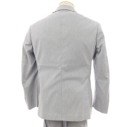 【中古】グジ guji ストレッチ コットン ストライプ 3つボタンスーツ ブルーxホワイト【サイズ44】【 状態ランクB 】【 メンズ 】