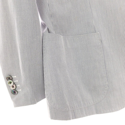 【中古】グジ guji ストレッチ コットン ストライプ 3つボタンスーツ ブルーxホワイト【サイズ44】【 状態ランクB 】【 メンズ 】