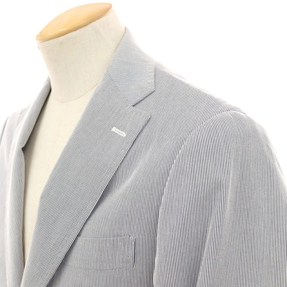 【中古】グジ guji ストレッチ コットン ストライプ 3つボタンスーツ ブルーxホワイト【サイズ44】【 状態ランクB 】【 メンズ 】