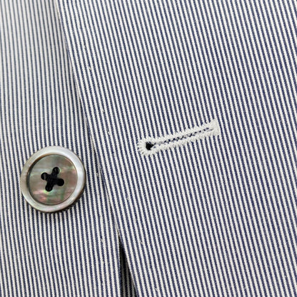 【中古】グジ guji ストレッチ コットン ストライプ 3つボタンスーツ ブルーxホワイト【サイズ44】【 状態ランクB 】【 メンズ 】