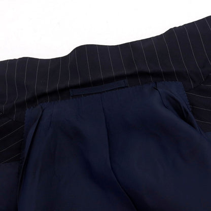 【中古】グジ guji ウール ピンストライプ 3つボタンスーツ ネイビーxホワイト【サイズ表記なし（S位）】【 状態ランクC 】【 メンズ 】