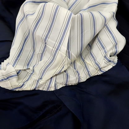 【中古】グジ guji ウール ピンストライプ 3つボタンスーツ ネイビーxホワイト【サイズ表記なし（S位）】【 状態ランクC 】【 メンズ 】