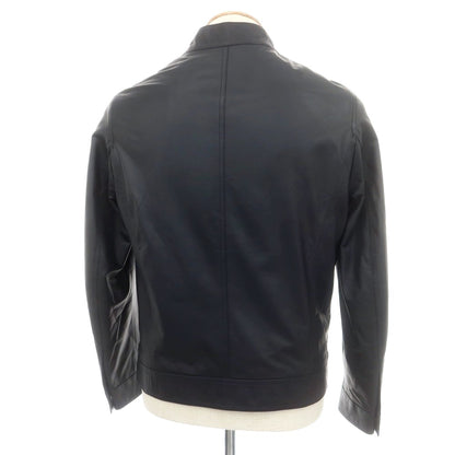 【中古】エンメティ EMMETI JURI ラムスキン シングル ライダースジャケット ネイビー【 46 】【 状態ランクB 】【 メンズ 】