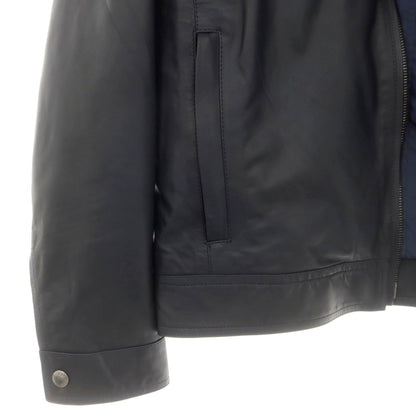 【中古】エンメティ EMMETI JURI ラムスキン シングル ライダースジャケット ネイビー【 46 】【 状態ランクB 】【 メンズ 】