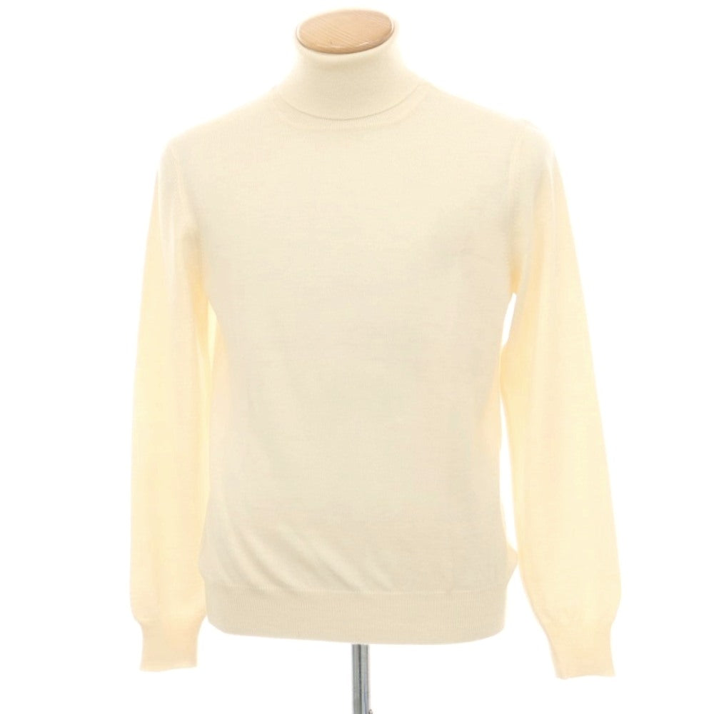 【中古】グランサッソ GRAN SASSO ハイゲージ ウール タートルネック プルオーバーニット オフホワイト【 46 】【 状態ランクA 】【 メンズ 】