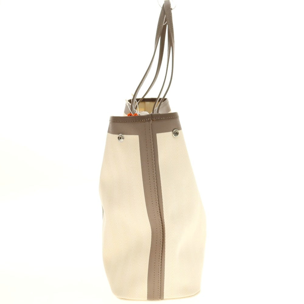 【中古】【未使用】エテラ ETELA コットン×カウレザー Large tote bag トートバッグ オフホワイトxグレー【 状態ランクS 】【 ユニセックス 】