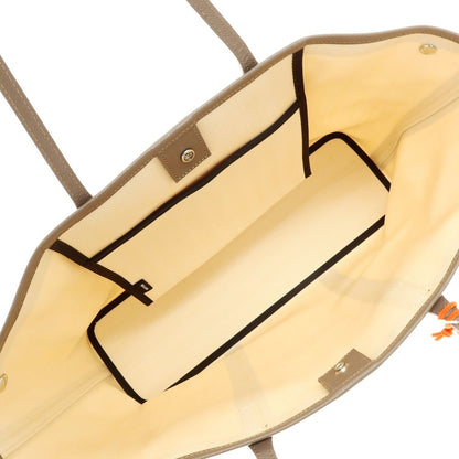 【中古】【未使用】エテラ ETELA コットン×カウレザー Large tote bag トートバッグ オフホワイトxグレー【 状態ランクS 】【 ユニセックス 】