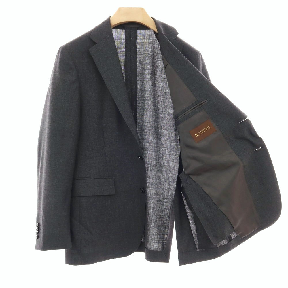 【中古】ユニバーサルランゲージ UNIVERSAL LANGUAGE 21 Micron ウール 3つボタンスーツ グレー【サイズ上175cm-4Drop/下3L】【 状態ランクB 】【 メンズ 】