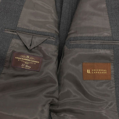 【中古】ユニバーサルランゲージ UNIVERSAL LANGUAGE 21 Micron ウール 3つボタンスーツ グレー【サイズ上175cm-4Drop/下3L】【 状態ランクB 】【 メンズ 】