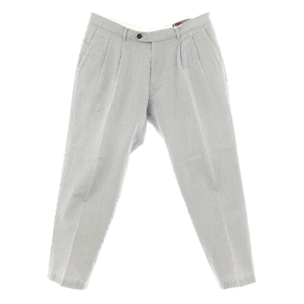 【中古】ベルウィッチ BERWICH sake 2p ストレッチ コットン シアサッカー ストライプ カジュアルスラックスパンツ ブルーxホワイト【サイズ48】【 状態ランクC 】【 メンズ 】