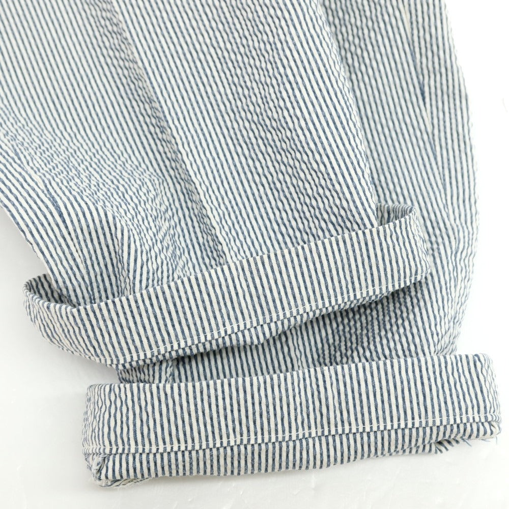 【中古】ベルウィッチ BERWICH sake 2p ストレッチ コットン シアサッカー ストライプ カジュアルスラックスパンツ ブルーxホワイト【サイズ48】【 状態ランクC 】【 メンズ 】