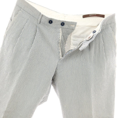 【中古】ベルウィッチ BERWICH sake 2p ストレッチ コットン シアサッカー ストライプ カジュアルスラックスパンツ ブルーxホワイト【サイズ48】【 状態ランクC 】【 メンズ 】