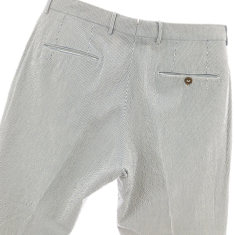 【中古】ベルウィッチ BERWICH sake 2p ストレッチ コットン シアサッカー ストライプ カジュアルスラックスパンツ ブルーxホワイト【サイズ48】【 状態ランクC 】【 メンズ 】