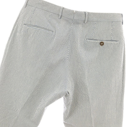 【中古】ベルウィッチ BERWICH sake 2p ストレッチ コットン シアサッカー ストライプ カジュアルスラックスパンツ ブルーxホワイト【サイズ48】【 状態ランクC 】【 メンズ 】